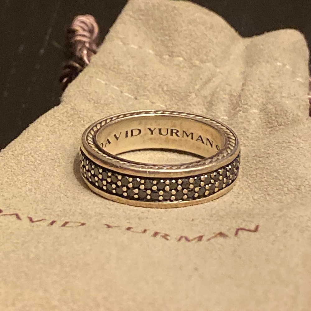 DAVID YURMAN PAVÉ BAND/.925 SILVER/ BLACK DIAMONDS